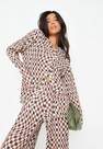 Missguided - Multi Brown Co Ord Checkerboard Plisse Button Front Shirt