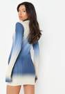 Missguided - Blue Ombre Plisse High Neck Mini Dress