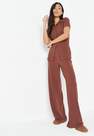 Missguided - Chocolate Co Ord Crinkle Rib Wide Leg Trousers