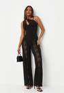 Missguided - Black Black Jersey Lace Detail Wide Leg Trousers