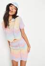 Missguided - Multi Pink Co Ord Rainbow Ombre Crochet Knit Crop Polo Top