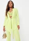 Missguided - Lime Lime Co Ord Plisse Wrap Tie Cardigan