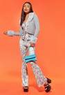 Missguided - Multi Blue Co Ord Mg Monogram Slinky Flared Trousers