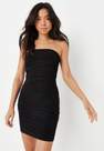 Missguided - Black Black Bandeau Ruched Double Layer Slinky Mini Dress