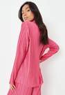 Missguided - Pink Co Ord Plisse Oversized Shirt