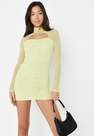 Missguided - Lime Lime Cut Out Ruched Front Mesh Mini Dress