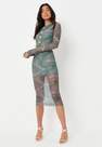 Missguided - Green Green Psychedelic Print Mesh Cut Out Midaxi Dress