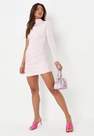 Missguided - Pink Pink One Shoulder Ruched High Neck Double Layer Slinky Mini Dress