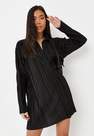 Missguided - Black Oversized Plisse Shirt Dress