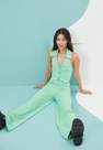 Missguided - Green Green Co Ord Jersey Wide Leg Trousers
