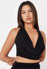 Missguided - Black Black Co Ord Extreme Cowl Neck Top