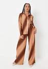 Missguided - Brown Chocolate Co Ord Ombre Plisse Oversized Shirt