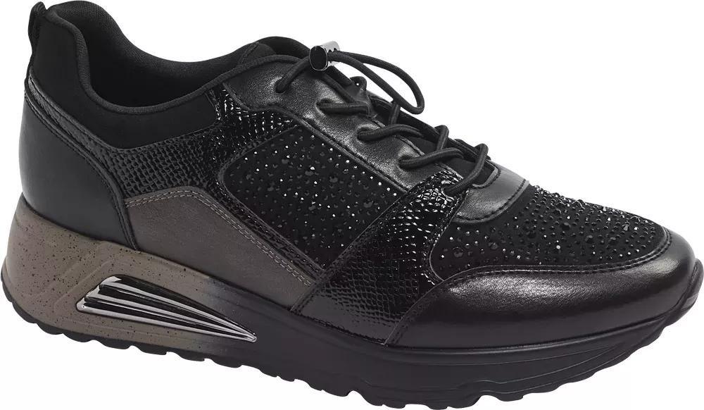 Black Embellished Slip-On Trainers, , large image number 1