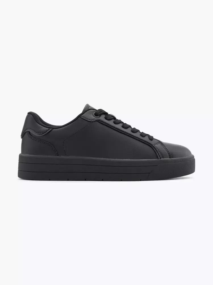 Black Lace Up Cup Sole Trainers, , large image number 0
