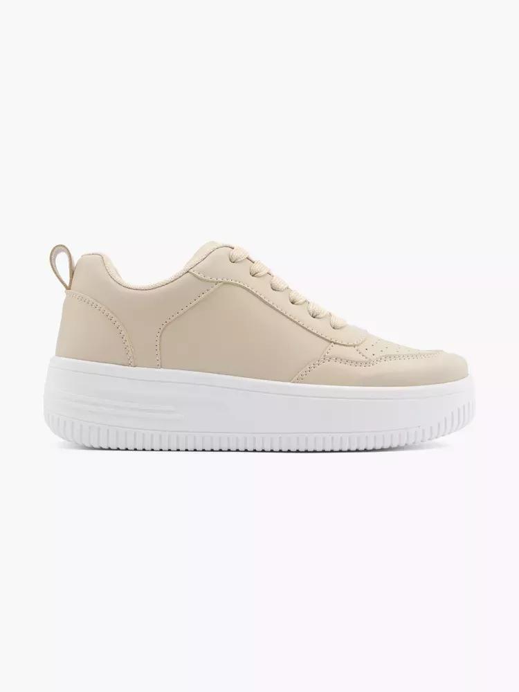 Beige Lace-Up Sneakers, , large image number 0