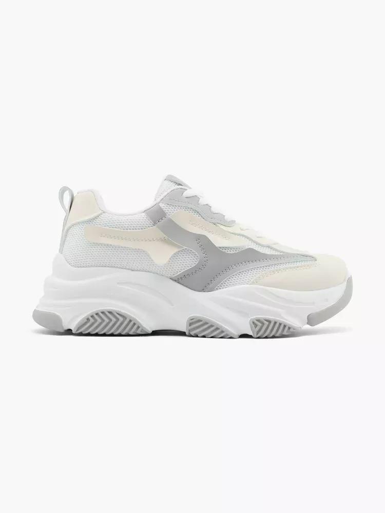 White Laced Chunky Sneakers, , large image number 0