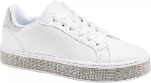 White Sneakers With Rhinestones On The Sole, Women, , large image number 0