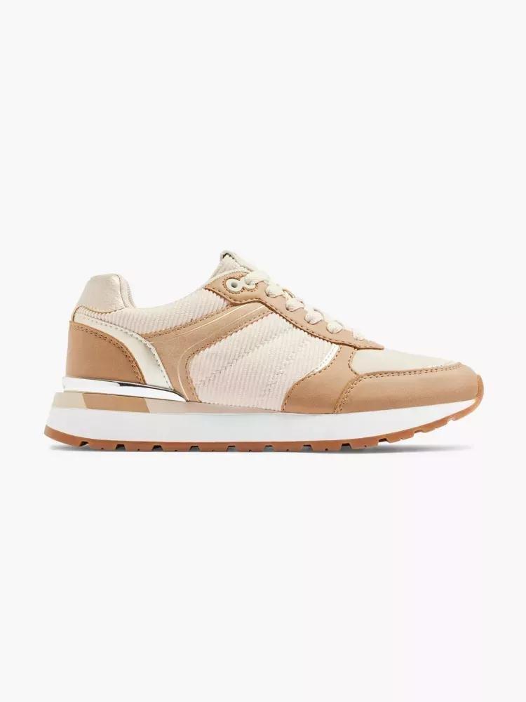 Beige Casual Lace Up Sneakers, , large image number 0