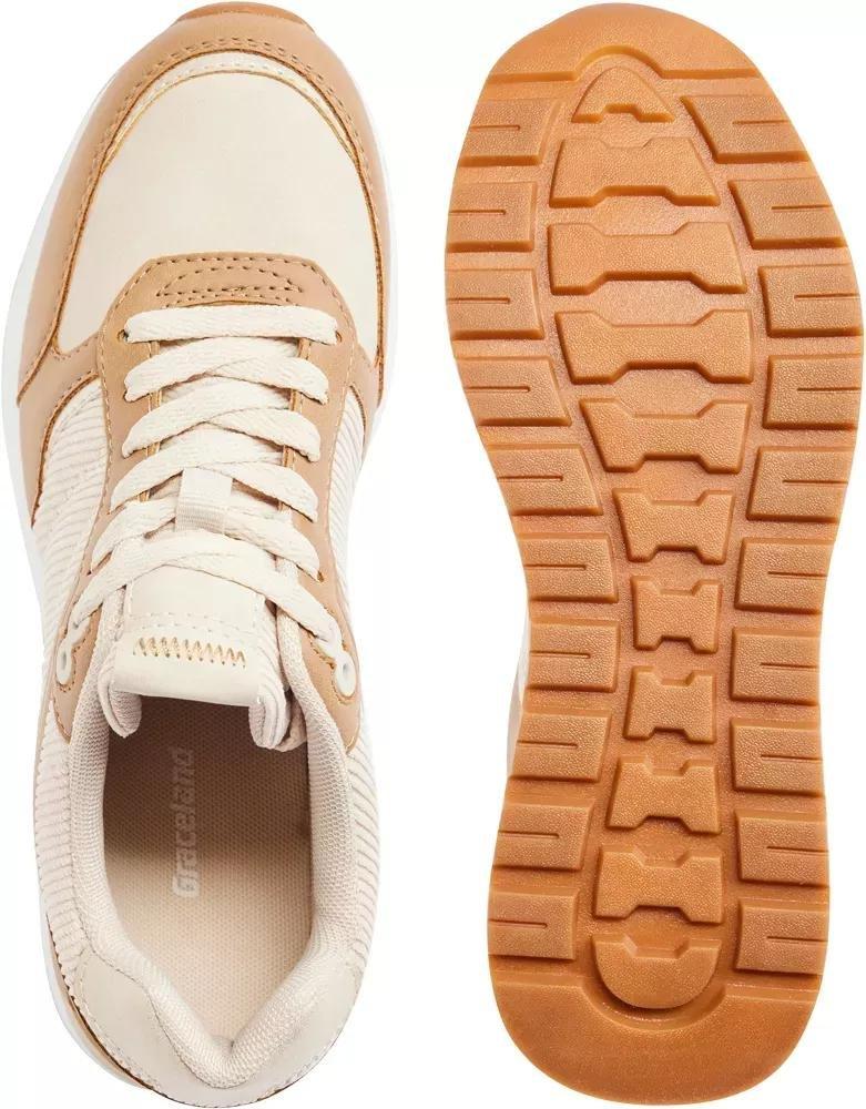 Beige Casual Lace Up Sneakers, , large image number 4