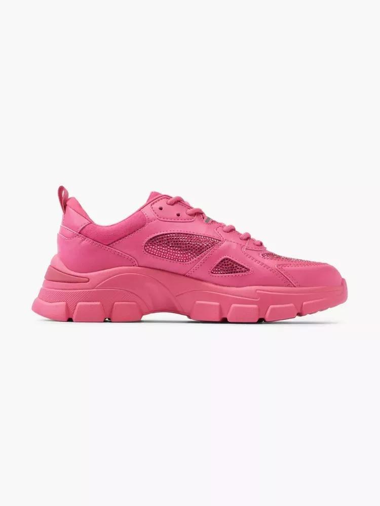 Pink Chunky Lace-Up Sneakers, , large image number 0