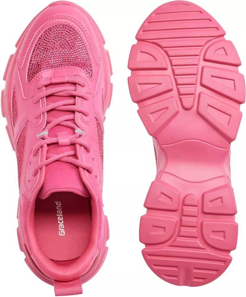 Pink Chunky Lace-Up Sneakers, , large image number 4