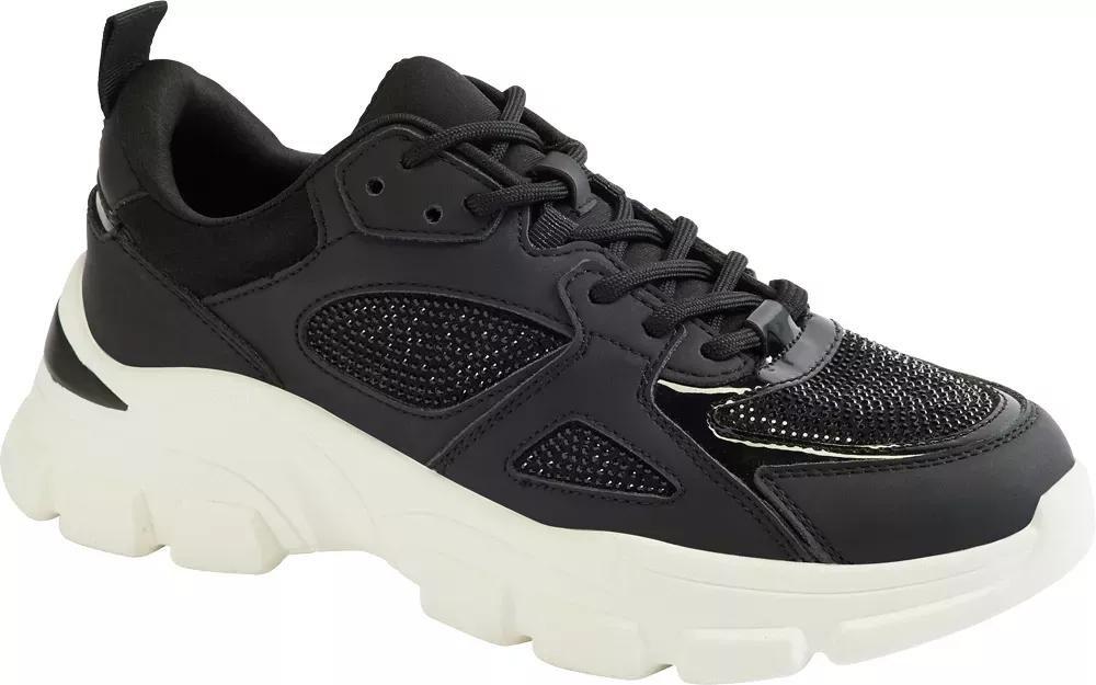 Black Chunky Lace-Up Sneakers, , large image number 1