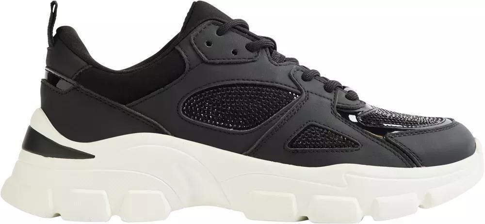 Black Chunky Lace-Up Sneakers, , large image number 2
