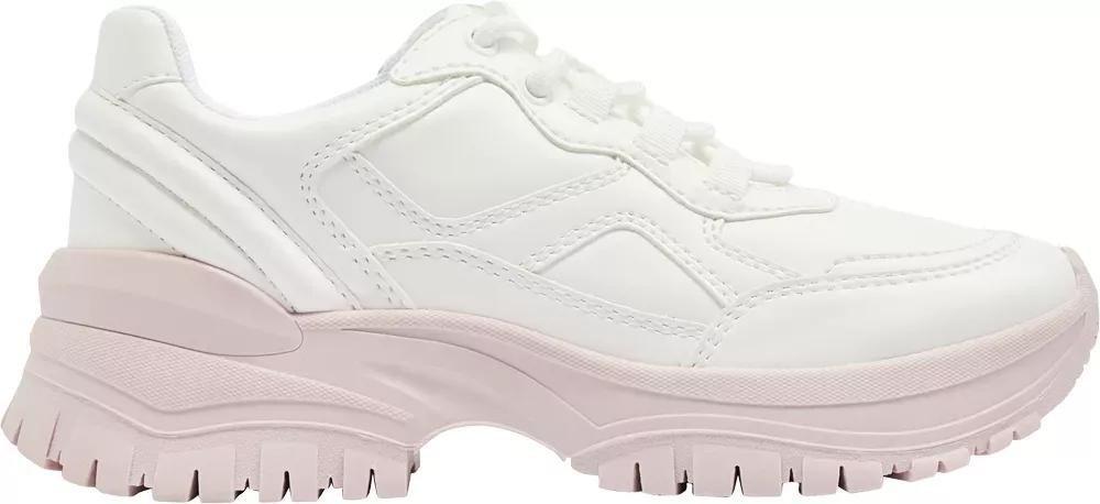 White Lace-Up Chunky Sneakers, , large image number 2