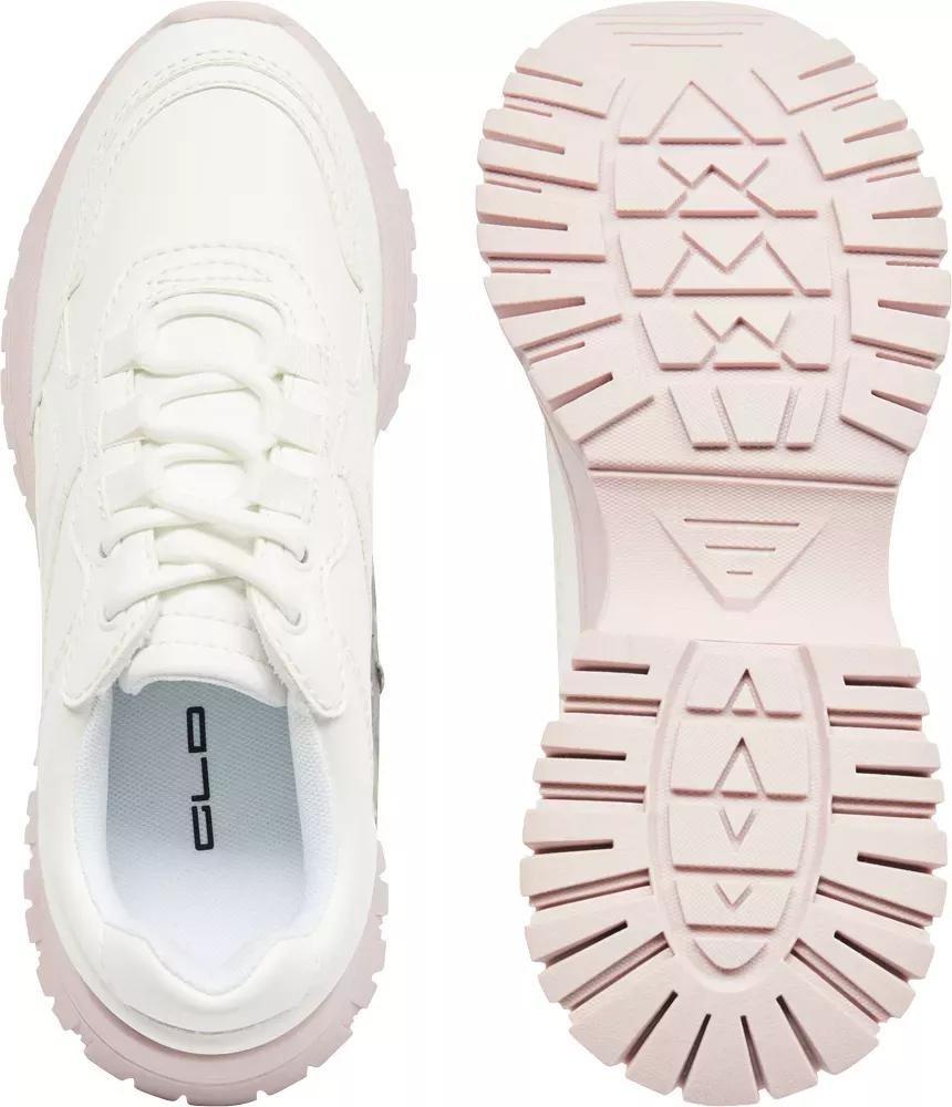 White Lace-Up Chunky Sneakers, , large image number 4