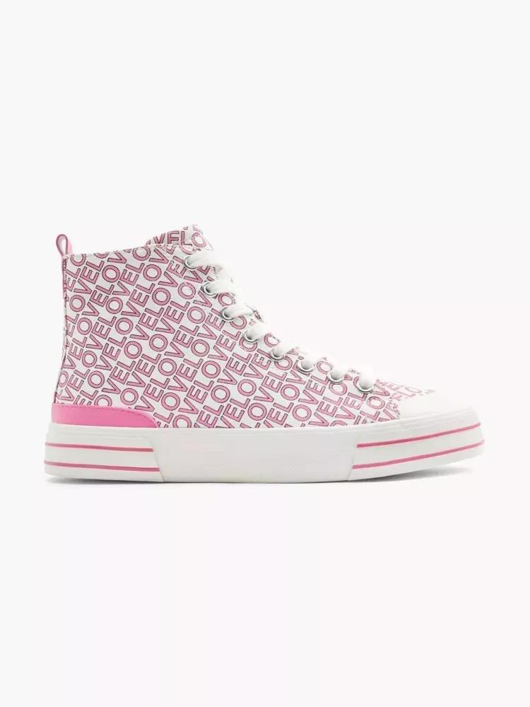 Pink Casual Lace Up Sneakers, , large image number 0