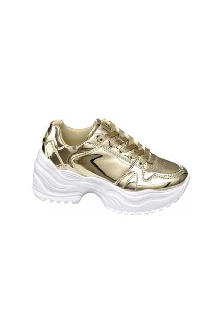 Gold Metallic Trainers With Thick Sole, Women, , large image number 0
