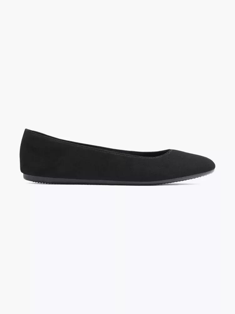 Black Round Toe Ballerinas, , large image number 0