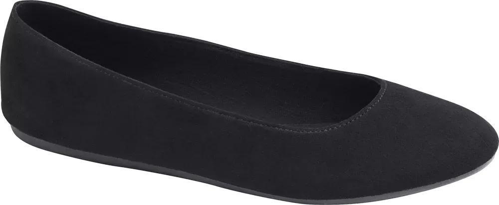 Black Round Toe Ballerinas, , large image number 1