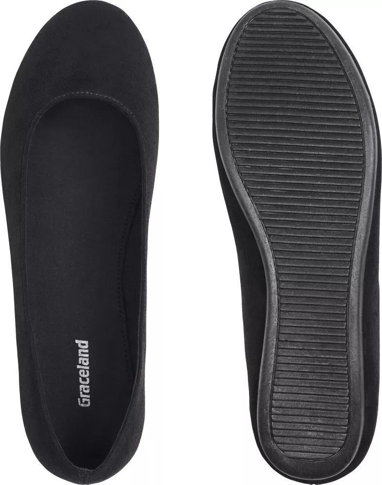 Black Round Toe Ballerinas, , large image number 4