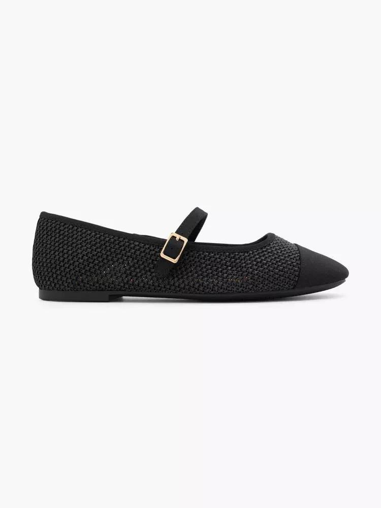 Black Strap Detail Ballerinas, , large image number 0