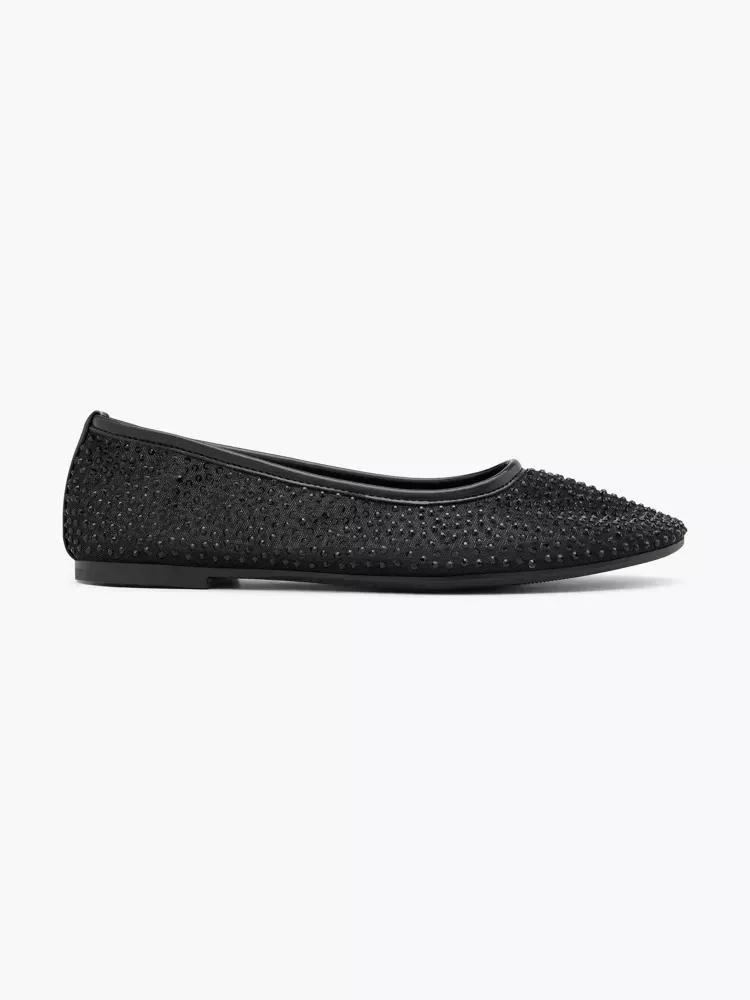 Black Rhinestone Detail Ballerinas, , large image number 0