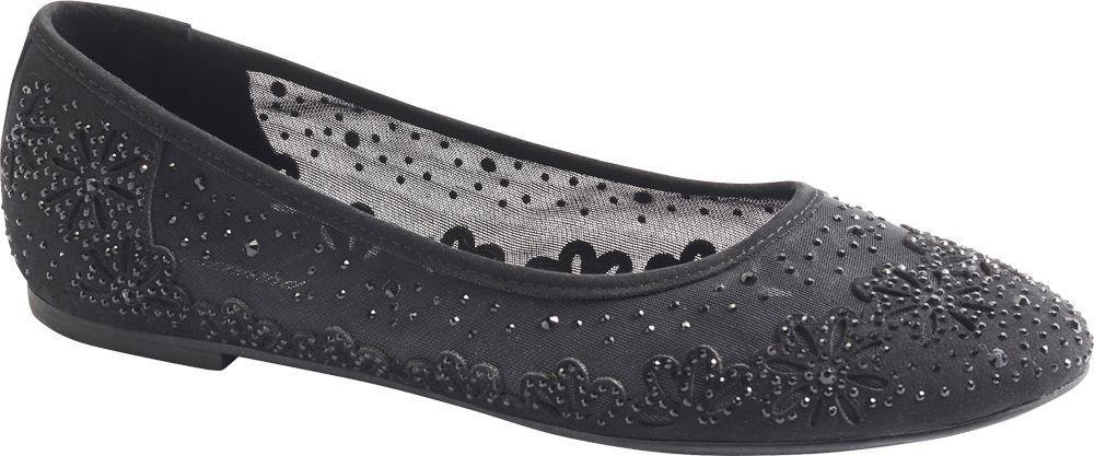 Black Embroidered Ballerinas, , large image number 1