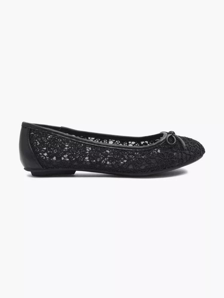 Black Hollow Embroidery Ballerinas, , large image number 0
