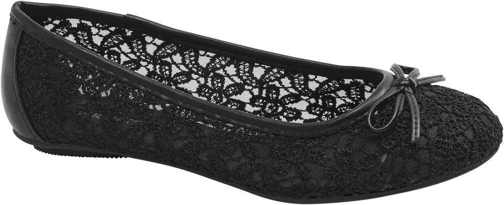 Black Hollow Embroidery Ballerinas, , large image number 1