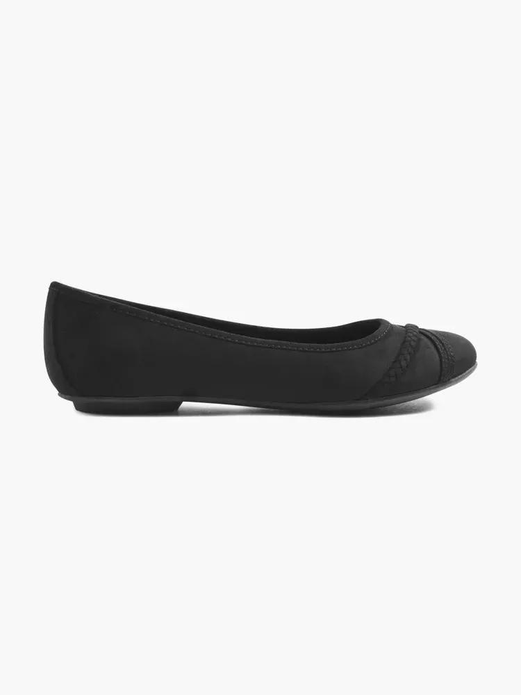 Graceland - Black Ballerinas With Decorative Stripes