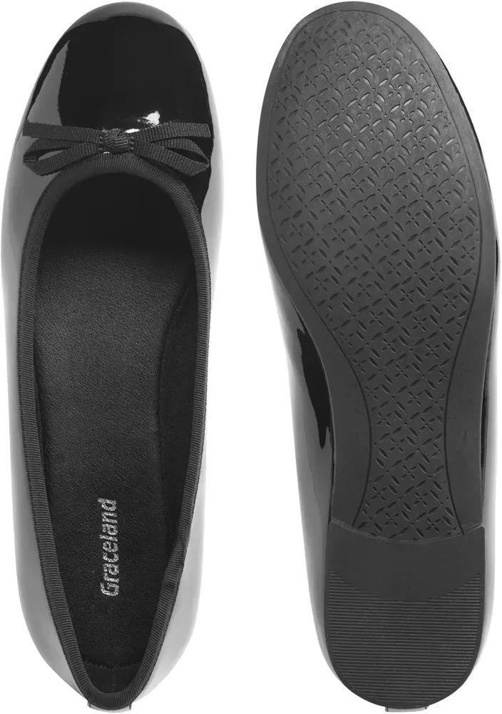 Black Round Toe Ballerinas, , large image number 4