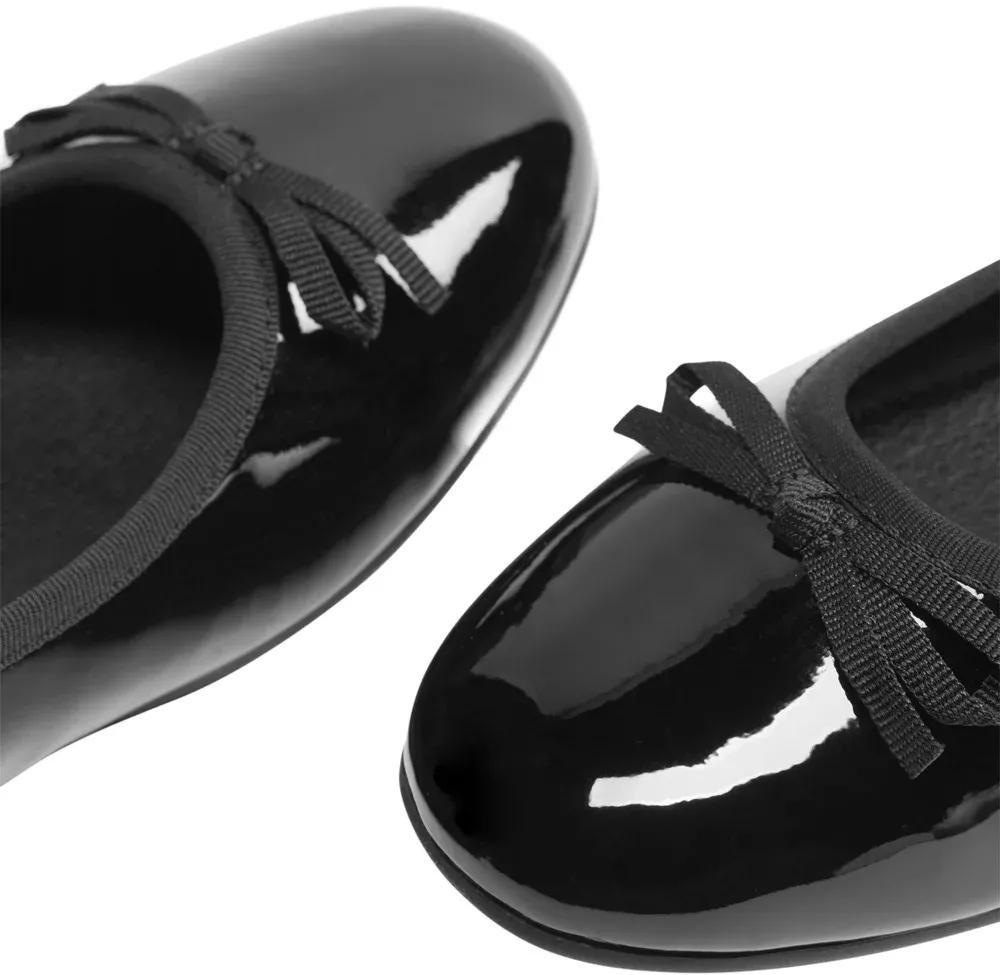 Black Round Toe Ballerinas, , large image number 6
