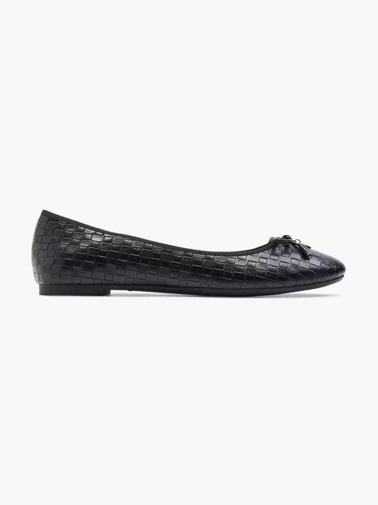 Black Textured Ballerinas, , large image number 0