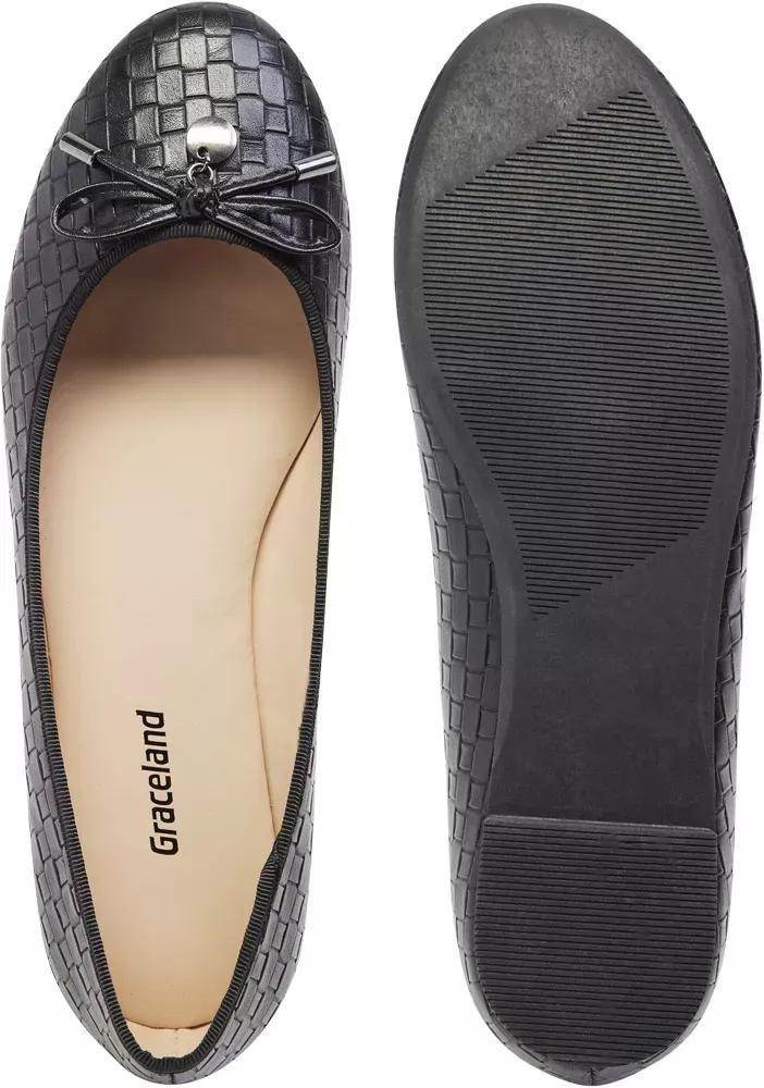 Black Textured Ballerinas, , large image number 4