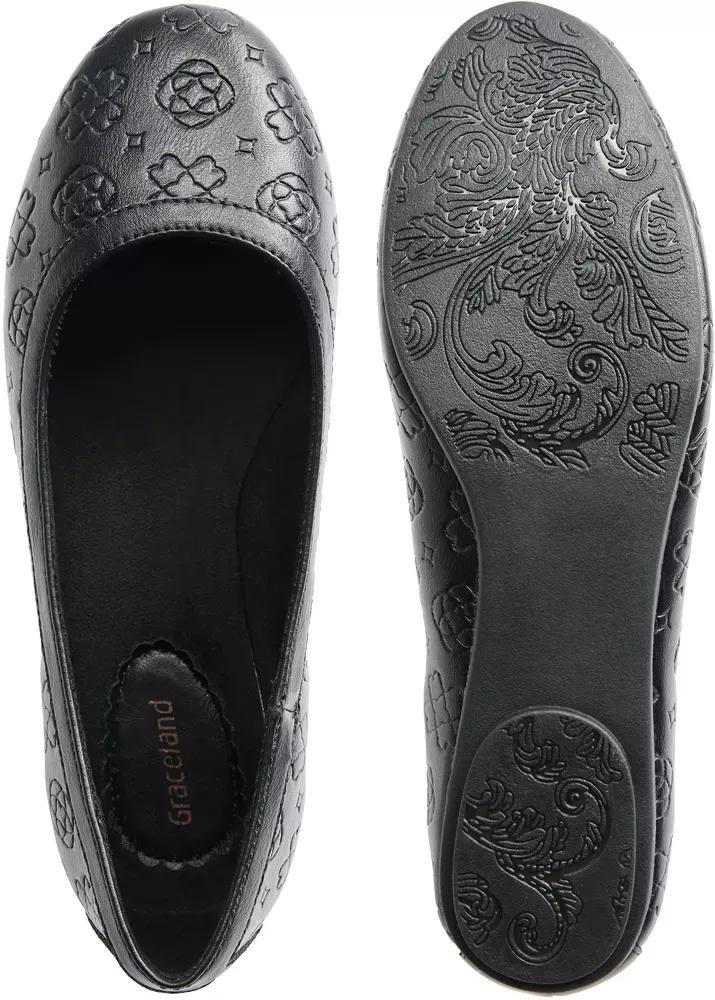 Black Textured Ballerinas, , large image number 4