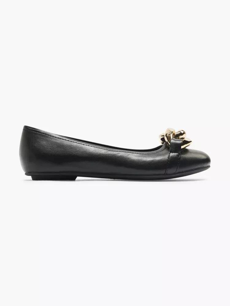 Black Leather Ballerinas, , large image number 0