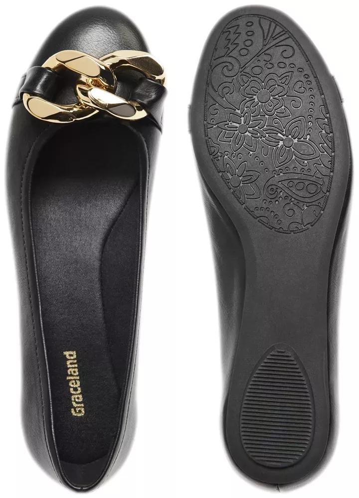 Black Leather Ballerinas, , large image number 4