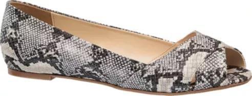 Beige Snake Print Open Toe Ballerinas, Women, , large image number 2