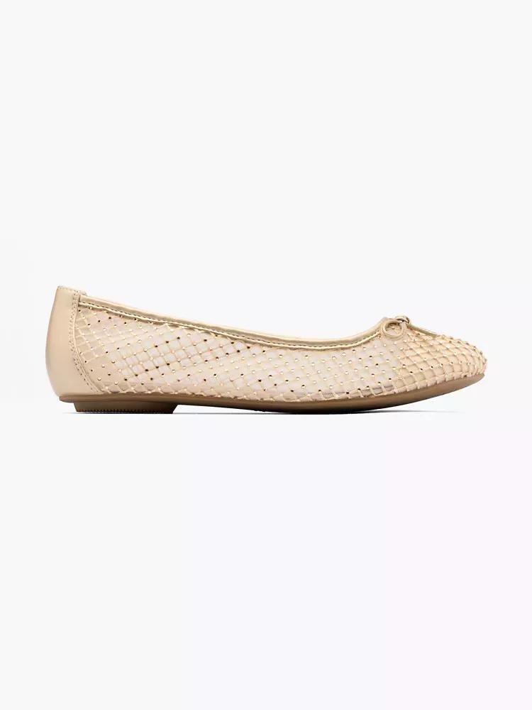 Beige Rhinestone Detail Ballerinas, , large image number 0