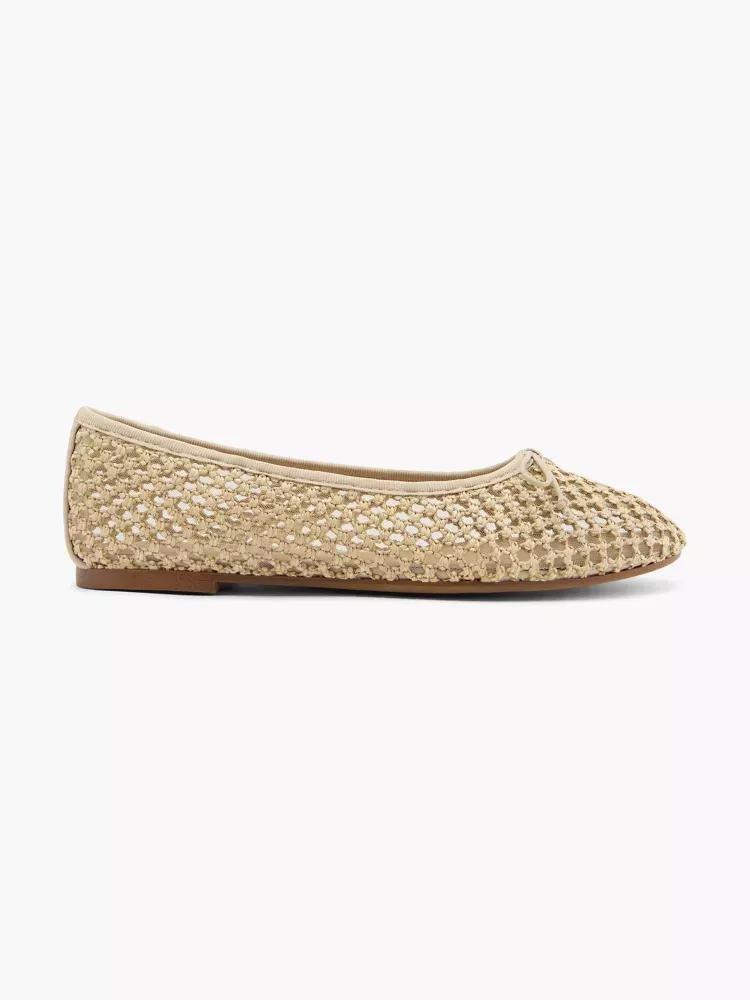 Beige Openwork Ballerinas, , large image number 0